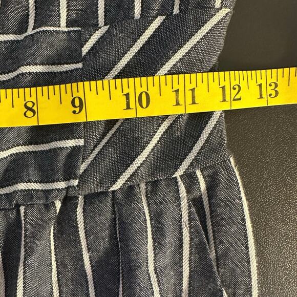 NWT Coco & Jamison Blue Pinstripe Linen Blend Wide Leg Strapless Jumpsuit Size S - Picture 8 of 10